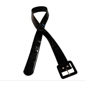 Shiny Faux Patent Black Women's Belt waist 32"-36" Like New